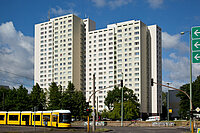 Ansicht des Hochaus-Sanierungsprojekts in der Seefelderstraße