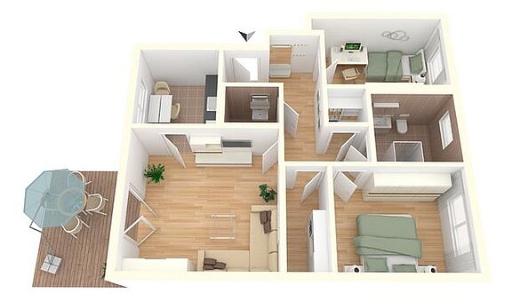 Neubauprojekt Reichenberger Straße 3-Zimmer-Wohnung mit Terasse