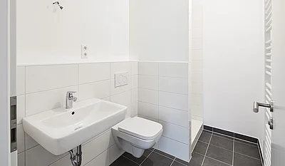 Innenansicht einer Musterwohnung des Neubauprojektes Genslerstraße