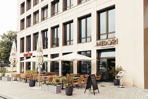 Exterior view of Midori Restaurant. 