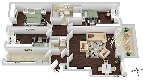 Neubauprojekt Stillerzeile Grundriss 4-Zimmer-Wohnung