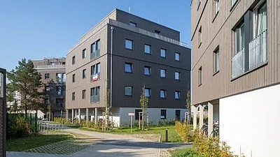 Urbaner Holzbau Außenansicht
