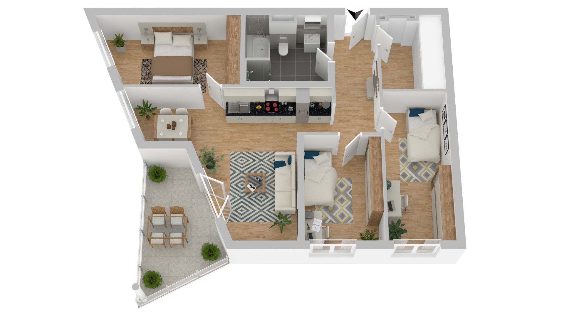 Bild – 3D Modell der Wohnung aus der Draufsicht