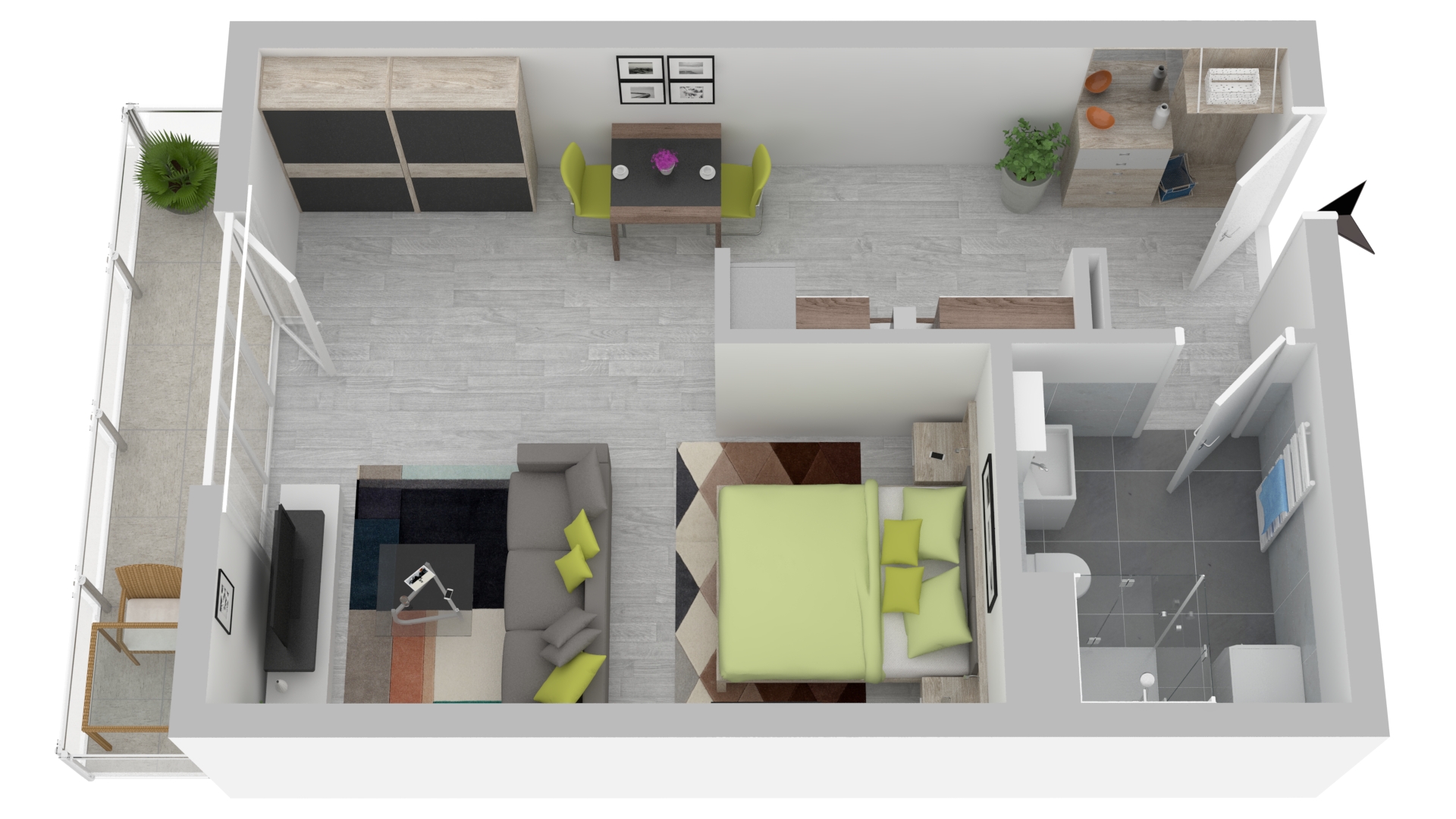 Bild – 3D Modell der Wohnung aus der Draufsicht