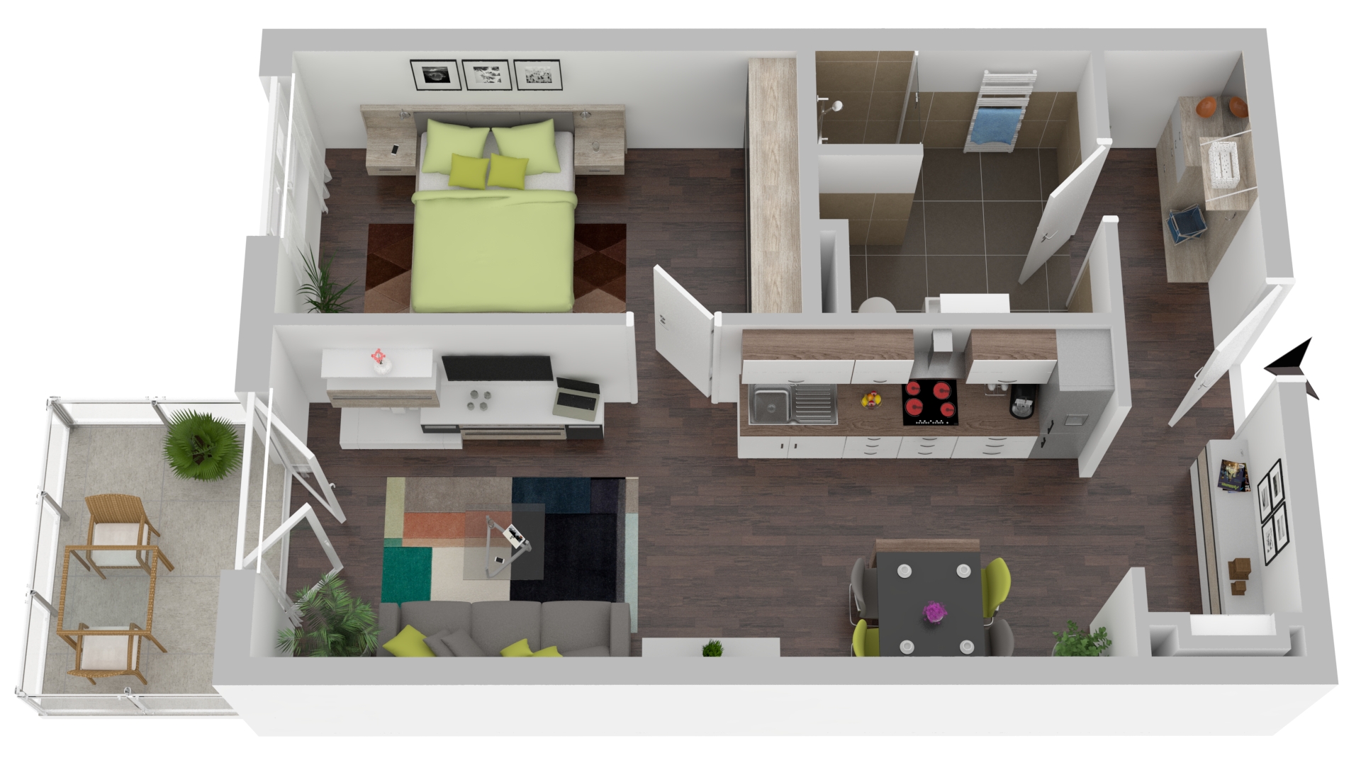 Bild – 3D Grundriss einer Wohnung