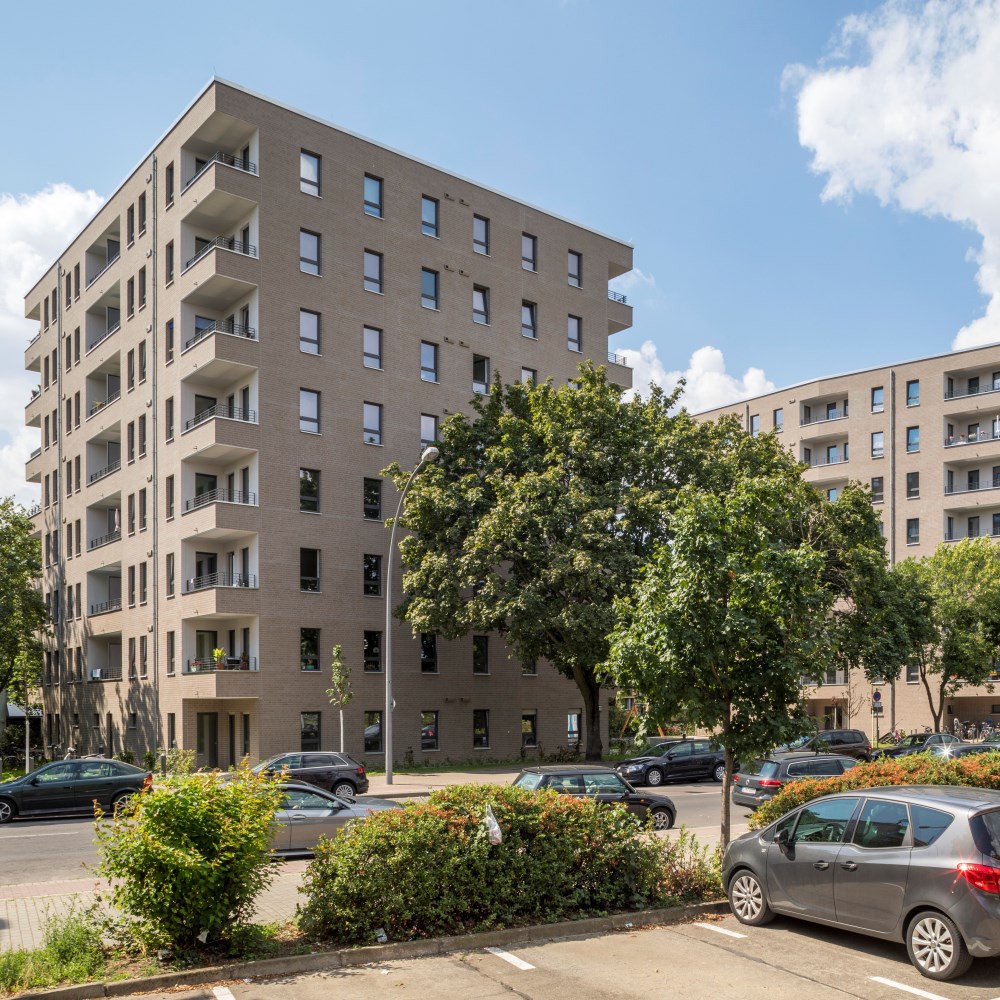 Blick auf die Neubauten in der Sewanstraße