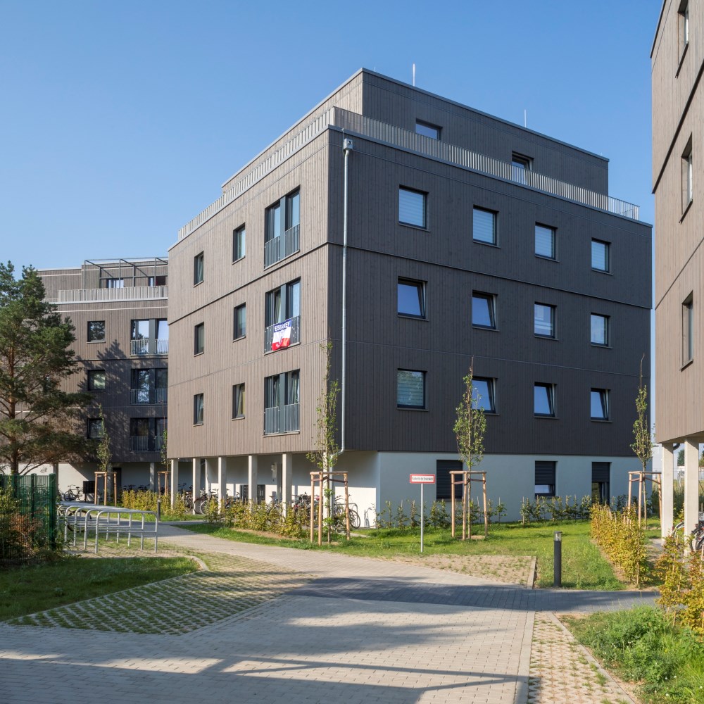 Fassade des Urbanen Holzbaus