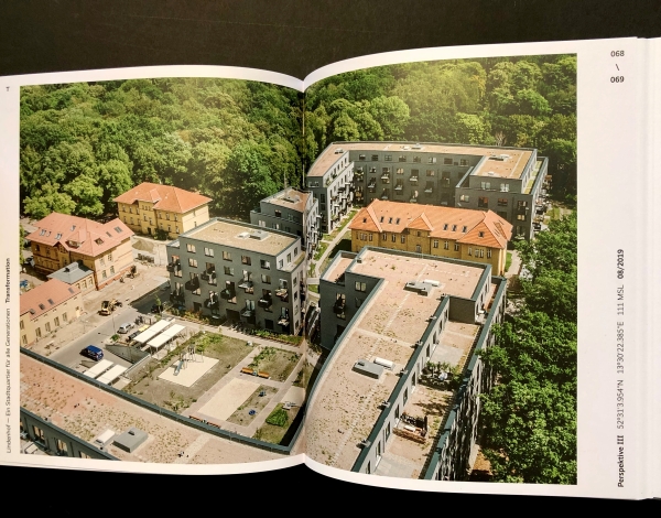 Vogelperspektive auf den Lindenhof, abfotografiert aus einem Buch über die Projektrealisierung