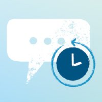 Illustrative Abbildung einer Sprechblase mit einer Uhr. 