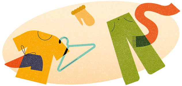 Illustration mit verschiedenen Kleidungsstücken