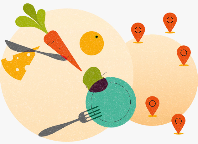 Illustration mit Möhre und Teller