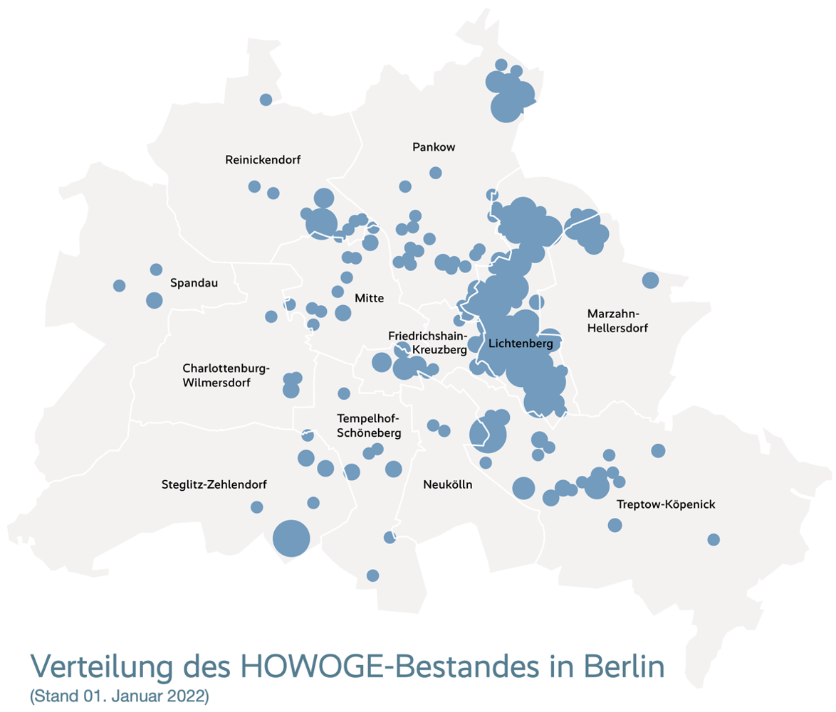Karte mit dem Beständen der Howoge
