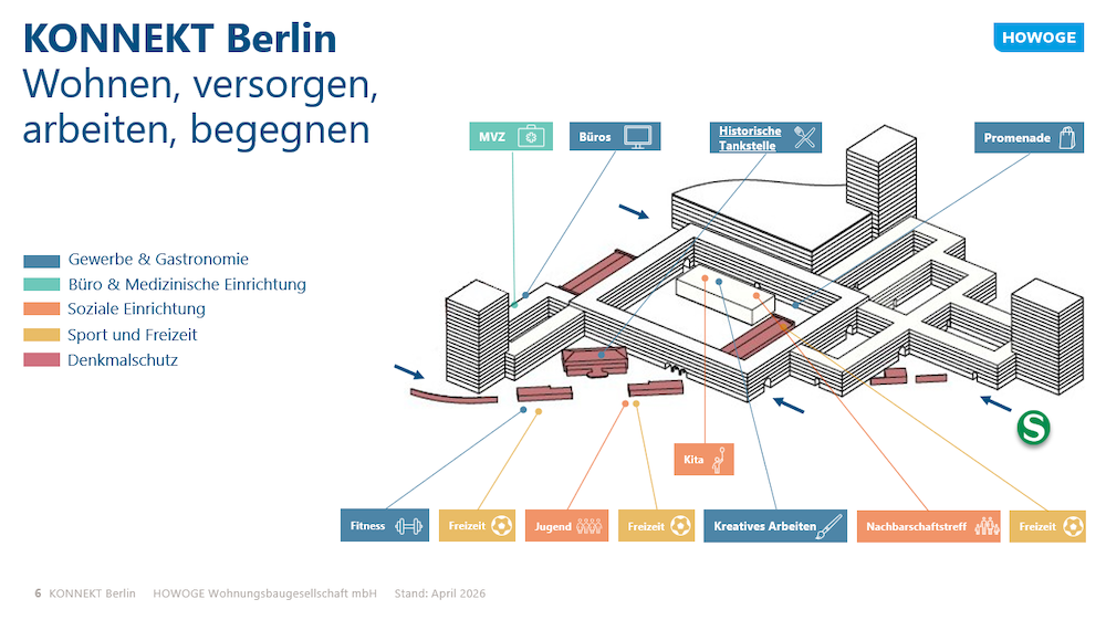 Abbildung eines 3D-Grundrisses auf dem die einzelnen Flächen markiert sind