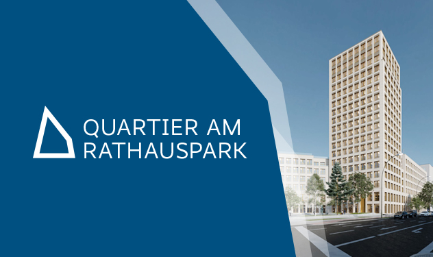 Logo des Quartier am Rathauspark mit Abbildung des Turms
