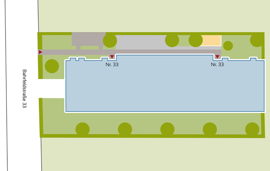 Lageplan des Gebäudes mit 2 Hauseingängen